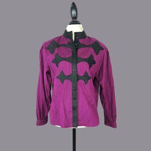 Vintage Howard Wolf Top Small Purple Western Black Avant Garde